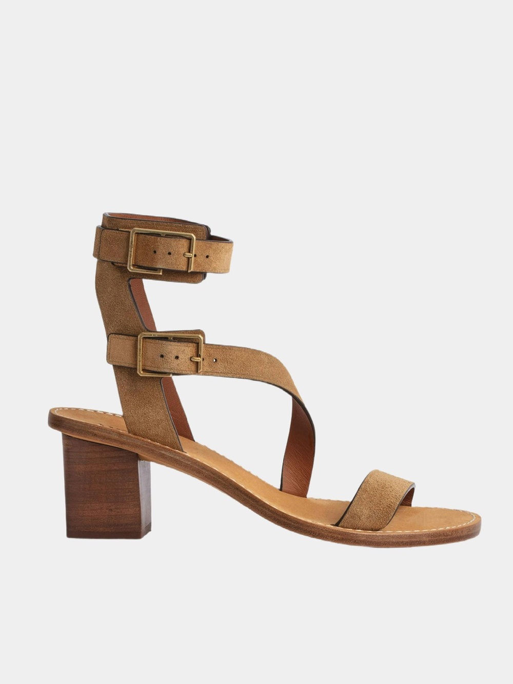 Zadig & Voltaire Brown Suede Block Heel Cecilia Caprese Sandal Fr 39 or US 8